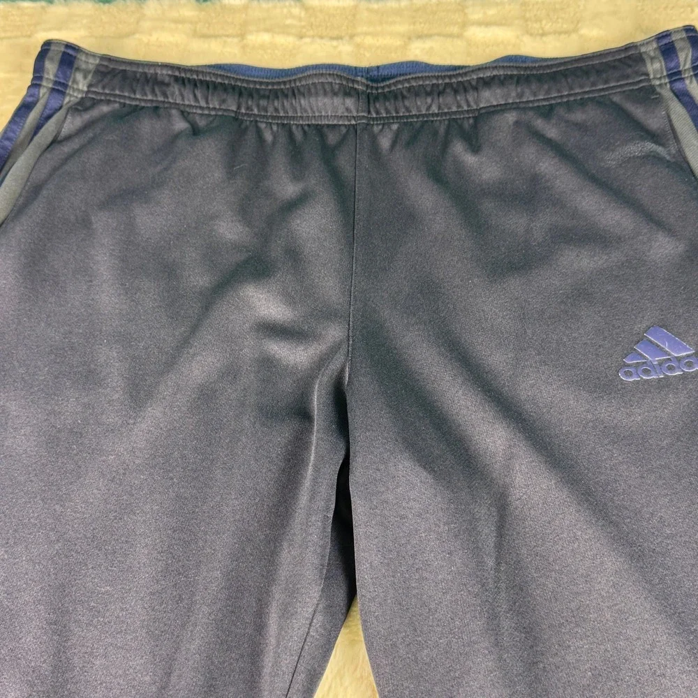 Adidas Mens Dark Gray‎ Track Pants Joggers Athletic Stripes Logo Size L